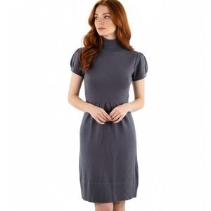 Derek Heart Dress Size Medium Turtleneck Puff Sleeve Sweater Knit Gray‎ Casual